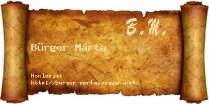 Bürger Márta névjegykártya