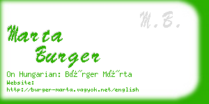 marta burger business card